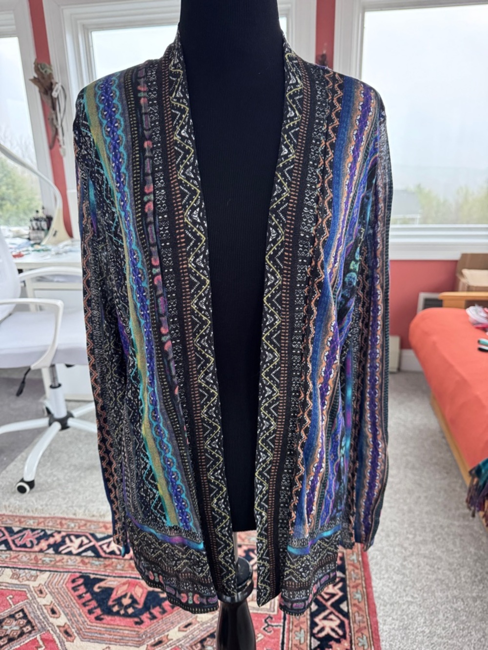 Chico's Multicolor Striped Open-Front Cardigan Jacket